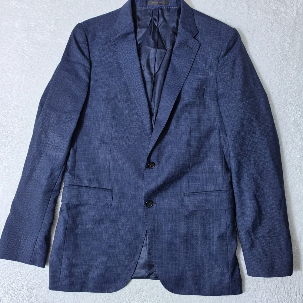 Hugo Boss Lanificio Tesse Biella Mens 40 Blazer Blue Wool L/S Textured